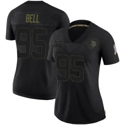 Women's Travis Bell Minnesota Vikings No.95 Limited 2020 Salute To Service Jersey - Black