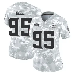 Women's Travis Bell Minnesota Vikings No.95 Limited 2024 Salute to Service Jersey - Arctic Camo