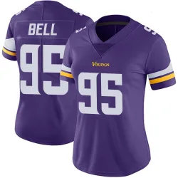 Women's Travis Bell Minnesota Vikings No.95 Limited Team Color Vapor Untouchable Jersey - Purple