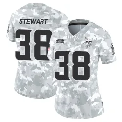 Women's Tre Stewart Minnesota Vikings No.38 Limited 2024 Salute to Service Jersey - Arctic Camo
