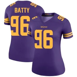 Women's Tyler Batty Minnesota Vikings No.96 Legend Color Rush Jersey - Purple