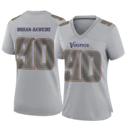 Women's Tyrion Ingram-Dawkins Minnesota Vikings No.90 Game Atmosphere Fashion Jersey - Gray