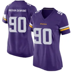 Women's Tyrion Ingram-Dawkins Minnesota Vikings No.90 Game Team Color Jersey - Purple