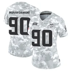 Women's Tyrion Ingram-Dawkins Minnesota Vikings No.90 Limited 2024 Salute to Service Jersey - Arctic Camo