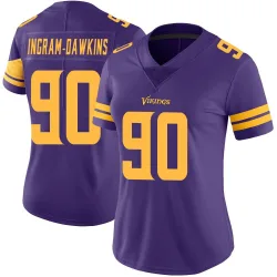 Women's Tyrion Ingram-Dawkins Minnesota Vikings No.90 Limited Color Rush Jersey - Purple