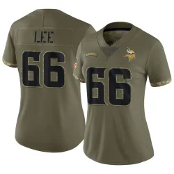 Women's Vershon Lee Minnesota Vikings No.66 Limited 2022 Salute To Service Jersey - Olive