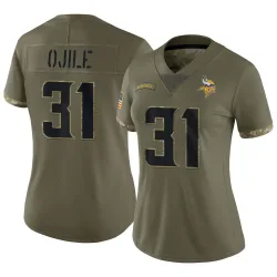 Women's Zach Ojile Minnesota Vikings No.31 Limited 2022 Salute To Service Jersey - Olive