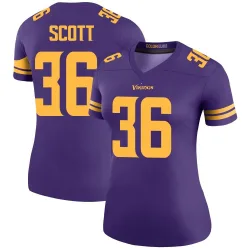 Women's Zavier Scott Minnesota Vikings No.36 Legend Color Rush Jersey - Purple