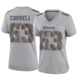 Women's Zeke Correll Minnesota Vikings No.63 Game Atmosphere Fashion Jersey - Gray