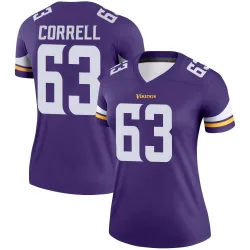 Women's Zeke Correll Minnesota Vikings No.63 Legend Jersey - Purple