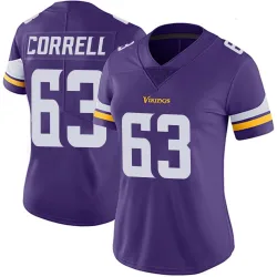 Women's Zeke Correll Minnesota Vikings No.63 Limited Team Color Vapor Untouchable Jersey - Purple