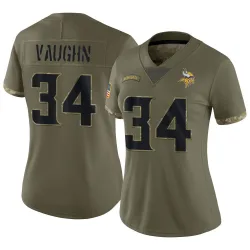 Women's Zemaiah Vaughn Minnesota Vikings No.34 Limited 2022 Salute To Service Jersey - Olive