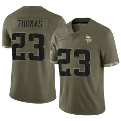 Youth Ambry Thomas Minnesota Vikings No.23 Limited 2022 Salute To Service Jersey - Olive