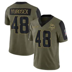 Youth Ben Yurosek Minnesota Vikings No.48 Limited 2021 Salute To Service Jersey - Olive