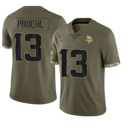 Youth Blake Proehl Minnesota Vikings No.13 Limited 2022 Salute To Service Jersey - Olive