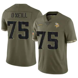 Youth Brian O'Neill Minnesota Vikings No.75 Limited 2022 Salute To Service Jersey - Olive