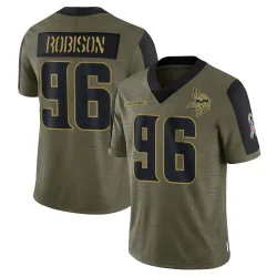 Youth Brian Robison Minnesota Vikings No.96 Limited 2021 Salute To Service Jersey - Olive