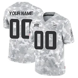 Youth Custom Minnesota Vikings No.00 Limited 2024 Salute to Service Jersey - Arctic Camo