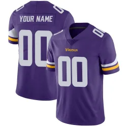 Youth Custom Minnesota Vikings No.00 Limited Team Color Vapor Untouchable Jersey - Purple
