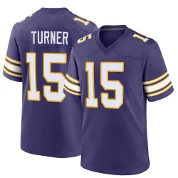 Youth Dallas Turner Minnesota Vikings No.15 Game Classic Jersey - Purple