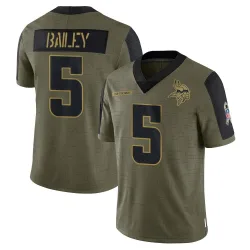 Youth Dan Bailey Minnesota Vikings No.5 Limited 2021 Salute To Service Jersey - Olive