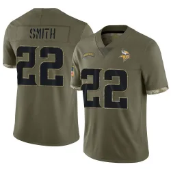 Youth Harrison Smith Minnesota Vikings No.22 Limited 2022 Salute To Service Jersey - Olive