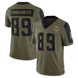 Youth James O'Shaughnessy Minnesota Vikings No.89 Limited 2021 Salute To Service Jersey - Olive