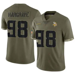 Youth Javon Hargrave Minnesota Vikings No.98 Limited 2022 Salute To Service Jersey - Olive