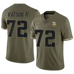 Youth Leroy Watson IV Minnesota Vikings No.72 Limited 2022 Salute To Service Jersey - Olive