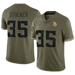Youth Luke Stocker Minnesota Vikings No.35 Limited 2022 Salute To Service Jersey - Olive