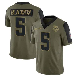 Youth Mekhi Blackmon Minnesota Vikings No.5 Limited 2021 Salute To Service Jersey - Olive