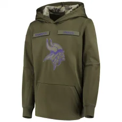 Youth Minnesota Vikings No. 2018 Salute to Service Pullover Performance Hoodie - Green