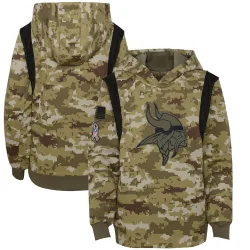 Youth Minnesota Vikings No. 2021 Salute to Service Therma Performance Pullover Hoodie - Olive