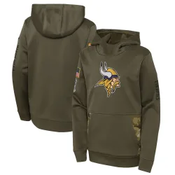 Youth Minnesota Vikings No. 2022 Salute to Service Performance Pullover Hoodie - Olive