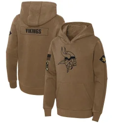 Youth Minnesota Vikings No. 2023 Salute to Service Club Fleece Pullover Hoodie - Brown