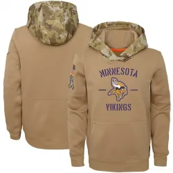 Youth Minnesota Vikings No. Khaki 2019 Salute to Service Therma Pullover Hoodie