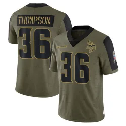 Youth NaJee Thompson Minnesota Vikings No.36 Limited 2021 Salute To Service Jersey - Olive