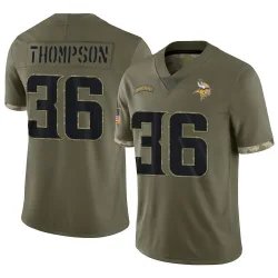 Youth NaJee Thompson Minnesota Vikings No.36 Limited 2022 Salute To Service Jersey - Olive