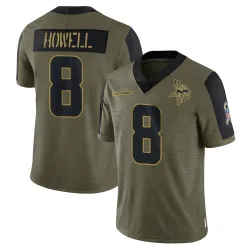 Youth Sam Howell Minnesota Vikings No.8 Limited 2021 Salute To Service Jersey - Olive