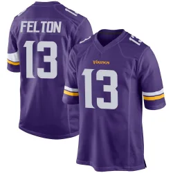 Youth Tai Felton Minnesota Vikings No.13 Game Team Color Jersey - Purple