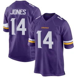 Youth Tim Jones Minnesota Vikings No.14 Game Team Color Jersey - Purple