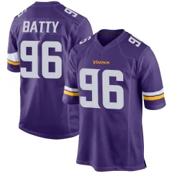 Youth Tyler Batty Minnesota Vikings No.96 Game Team Color Jersey - Purple