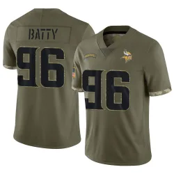 Youth Tyler Batty Minnesota Vikings No.96 Limited 2022 Salute To Service Jersey - Olive