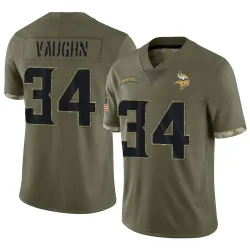 Youth Zemaiah Vaughn Minnesota Vikings No.34 Limited 2022 Salute To Service Jersey - Olive